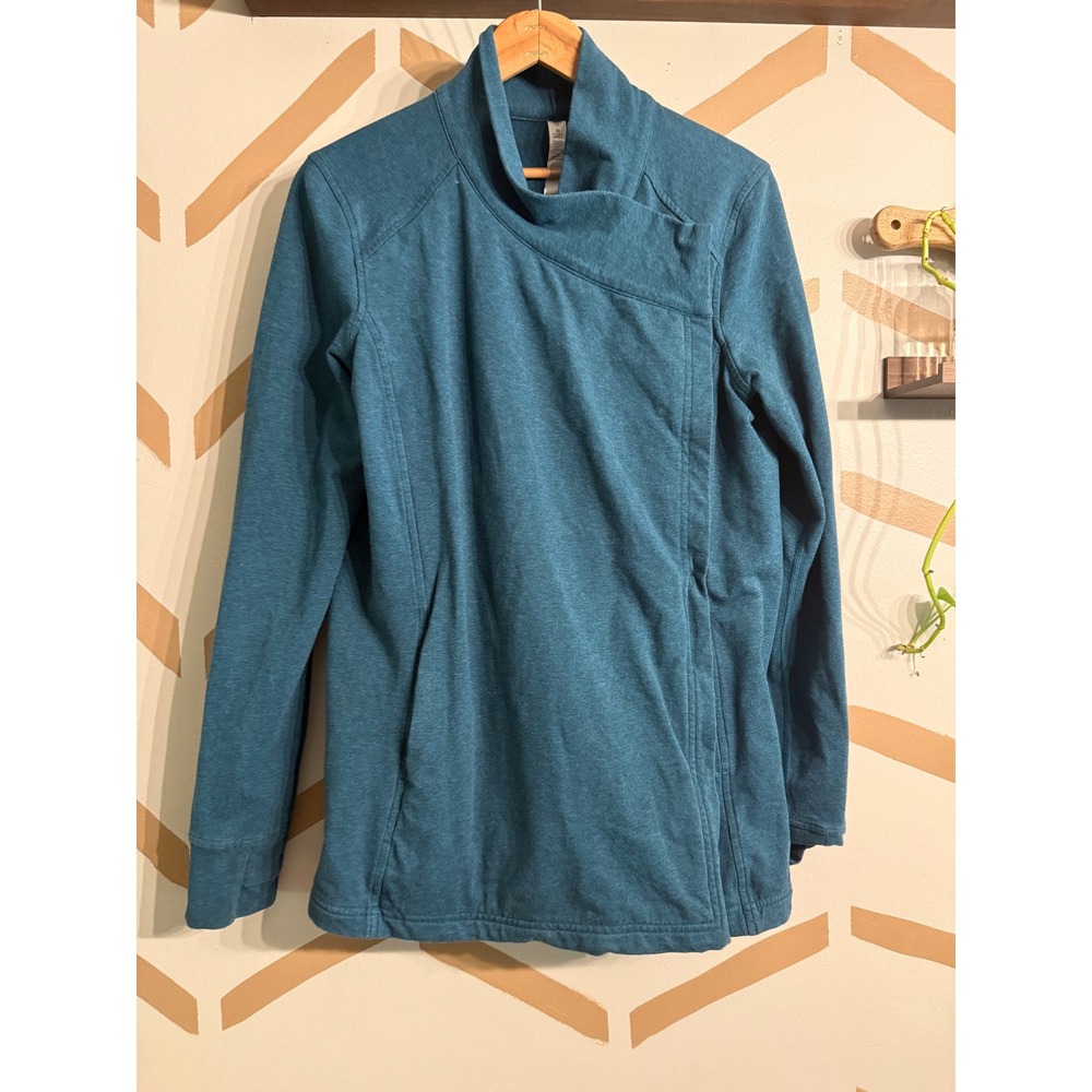 Lululemon‎ Cross Front Cardigan Womens 10 Teal Asymmetrical Wrap Jacket